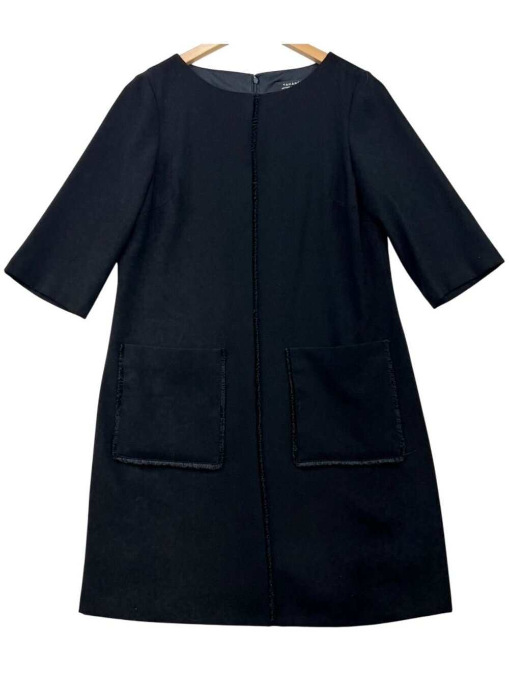 Tahari Arthur S. Levine Women's Tipped Shift Dress Half Sleeve Size 6 Black